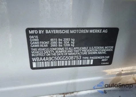 2016 BMW 428I Gran Coupe from USA, damaged, VIN WBA4A9C50GG508753